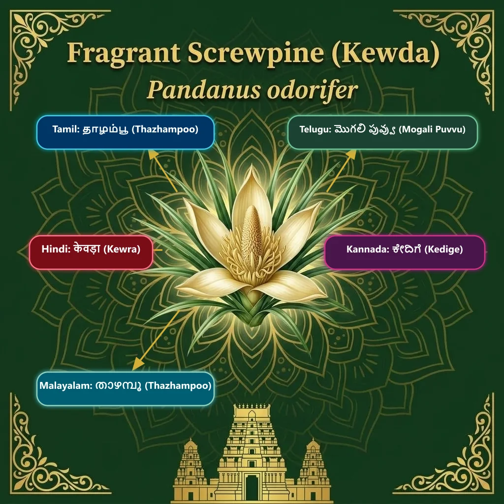 Fragrant Screwpine (Kewda) — Thazhampoo · Mogali Puvvu · Kewra · Kedige · Thazhampoo