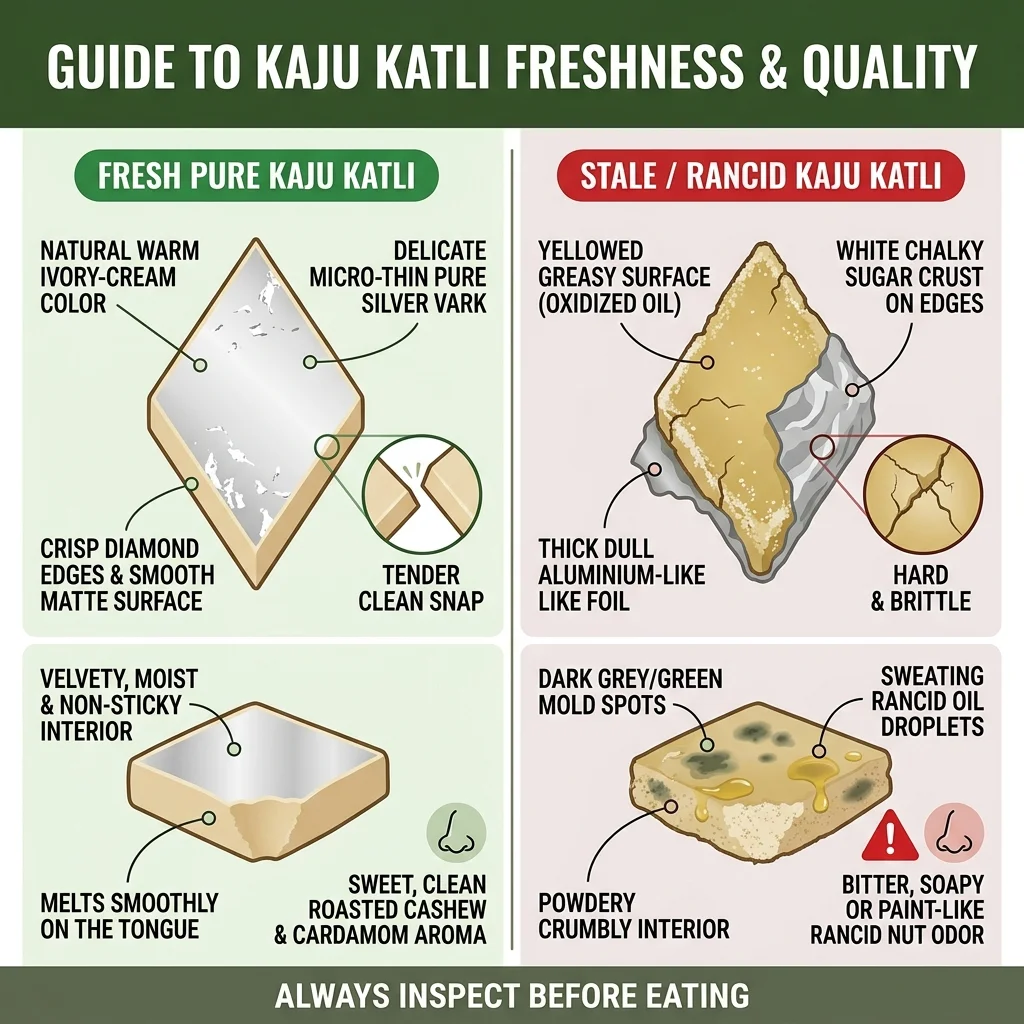 How to Judge Kaju Katli Freshness, Cashew Oil Stability & Shelf Life