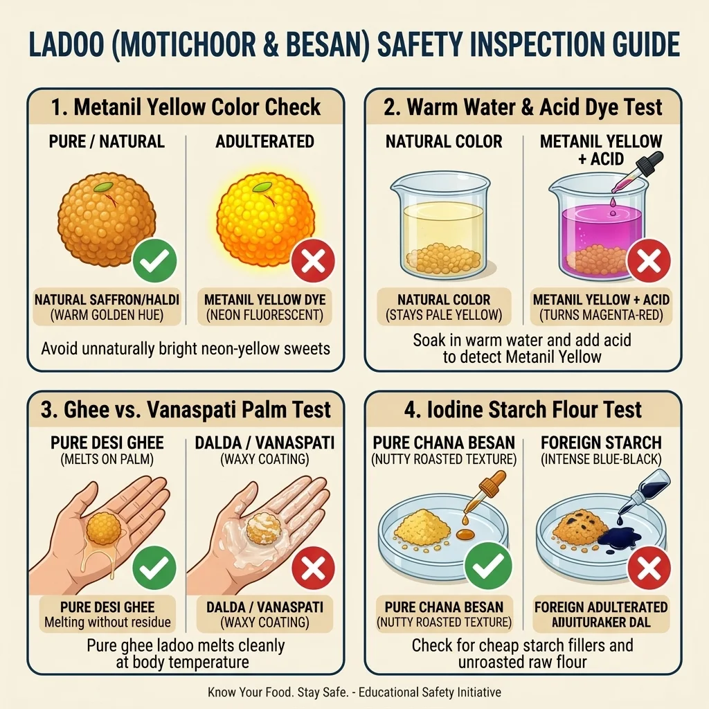 How to Test Ladoo (Motichoor & Besan) for Adulteration at Home
