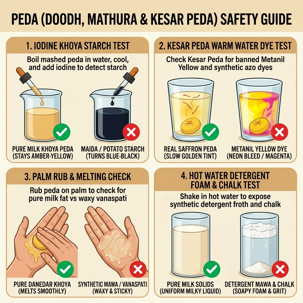 How to Test Doodh Peda, Mathura Peda & Kesar Peda for Adulteration at Home
