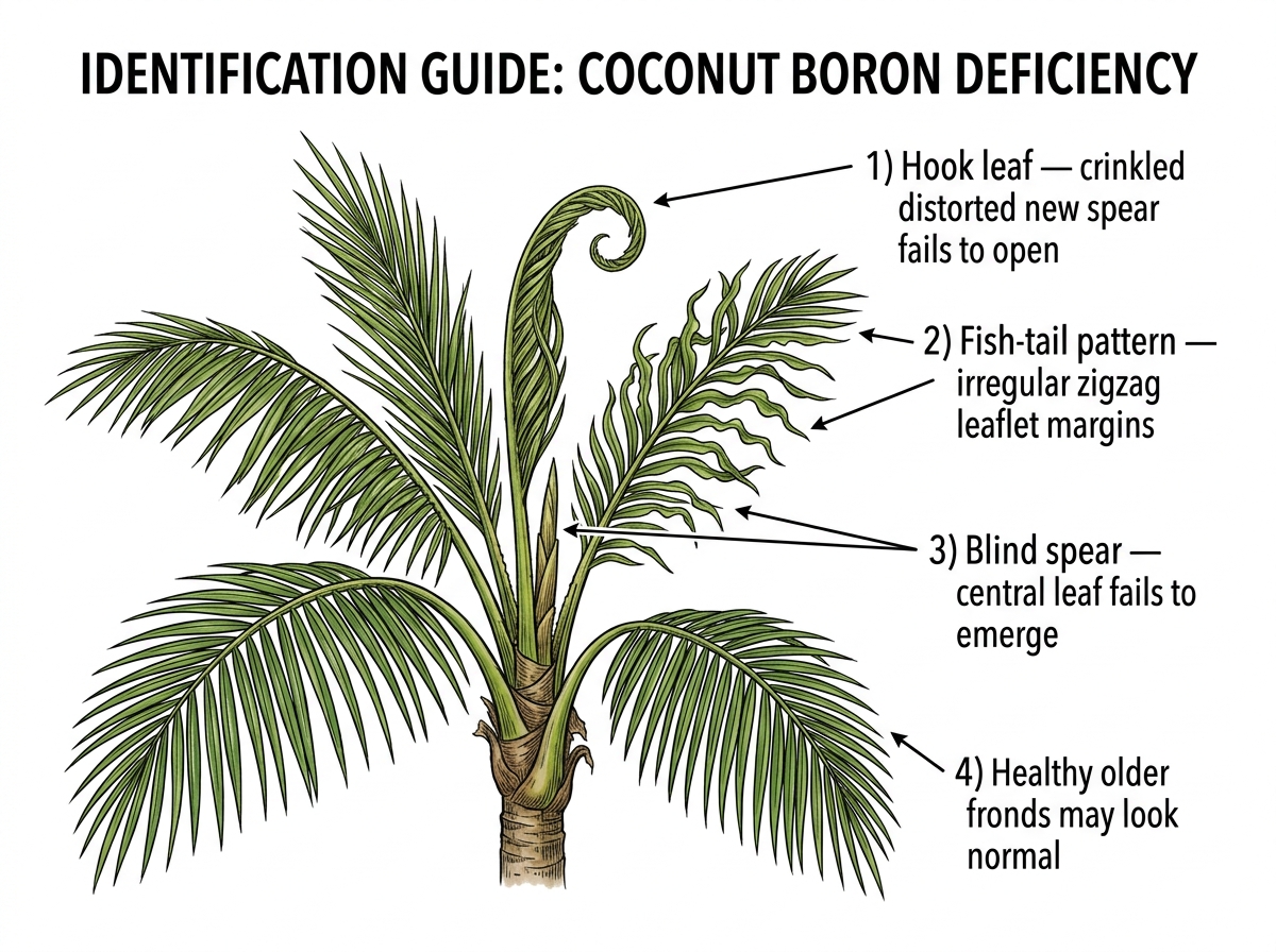 Boron Deficiency identification guide illustration