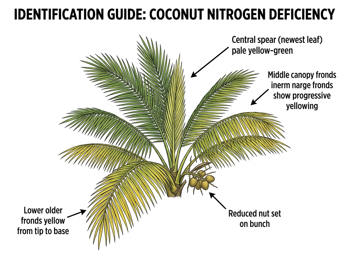 Nitrogen Deficiency identification guide illustration