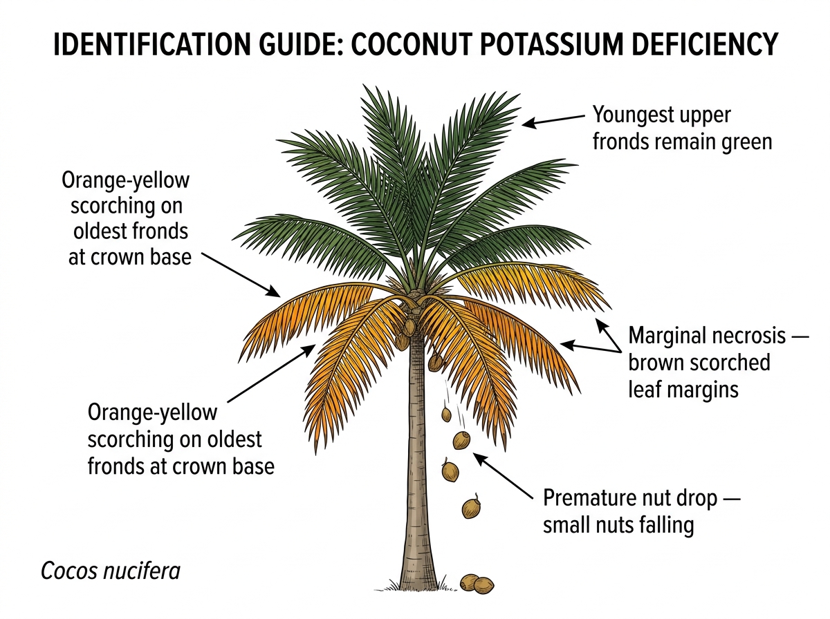 Potassium Deficiency identification guide illustration
