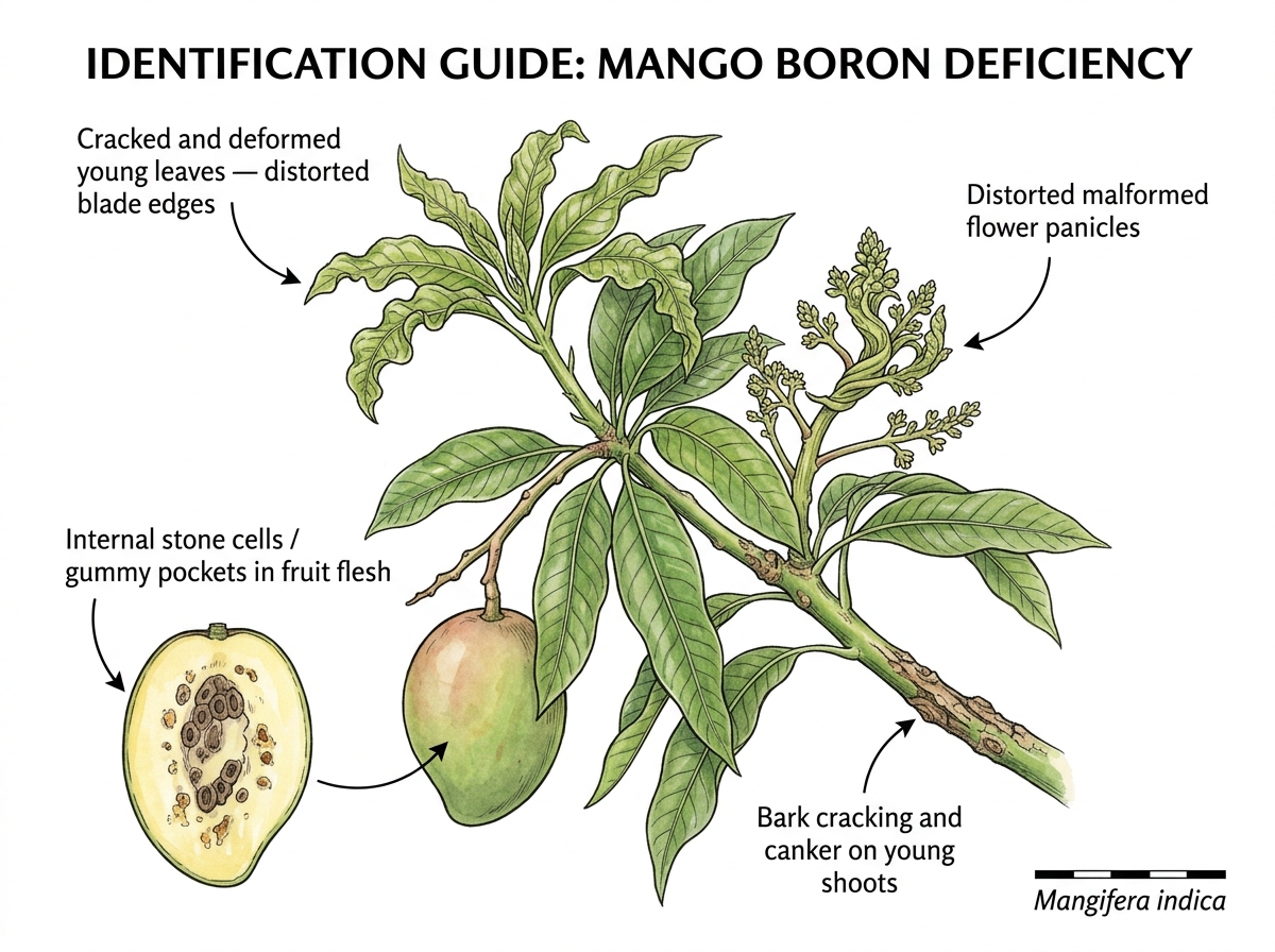 Boron Deficiency identification guide illustration