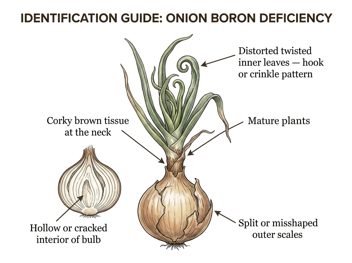 Boron Deficiency identification guide illustration