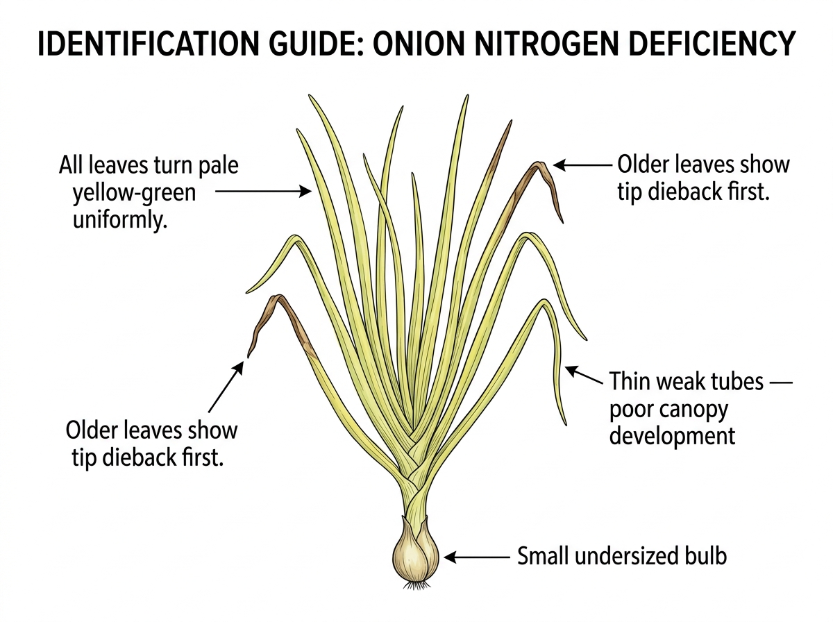 Nitrogen Deficiency identification guide illustration