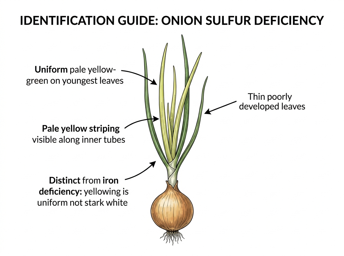 Sulfur Deficiency identification guide illustration