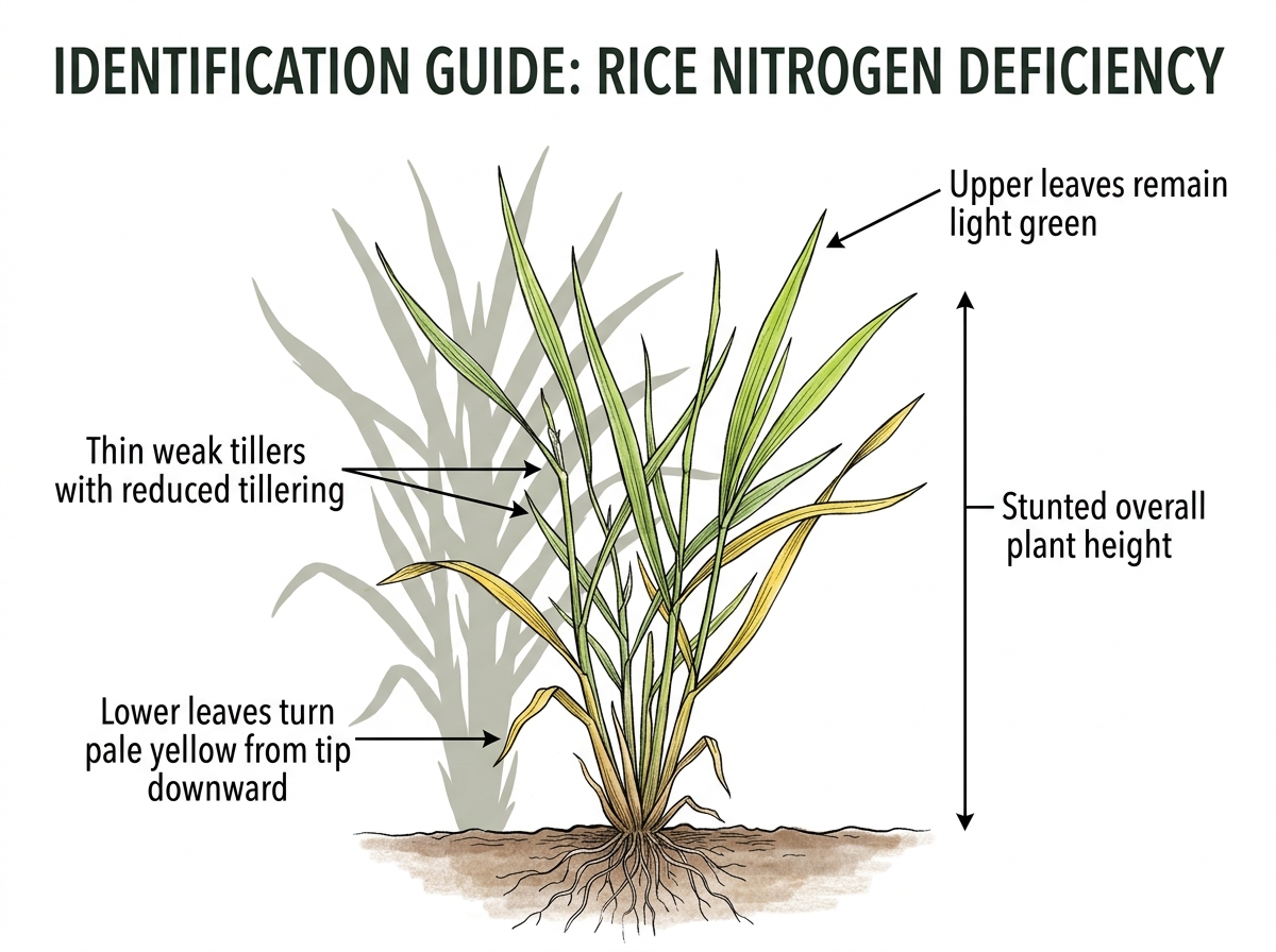 Nitrogen Deficiency identification guide illustration