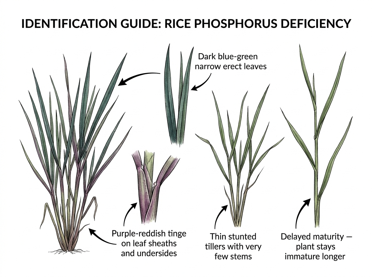 Phosphorus Deficiency identification guide illustration
