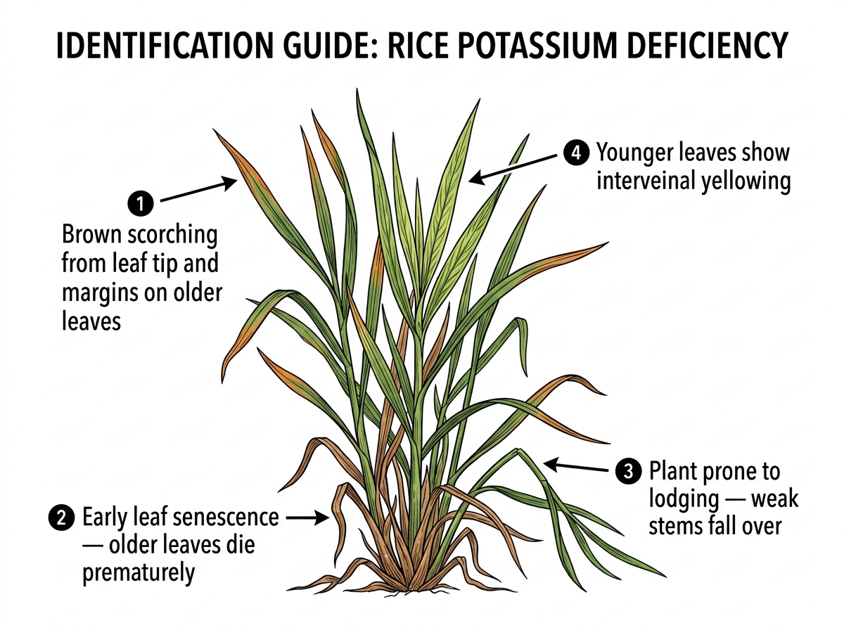 Potassium Deficiency identification guide illustration