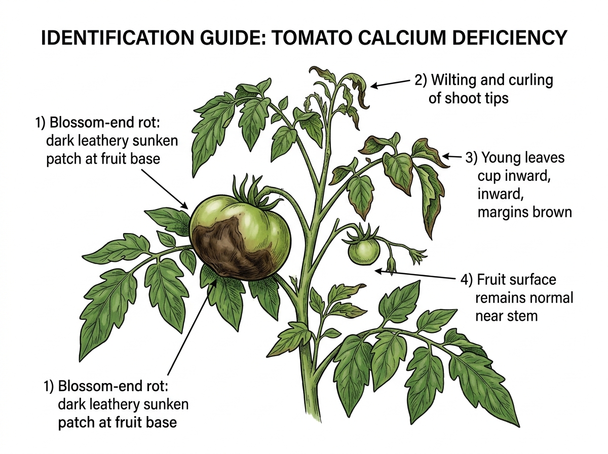 Calcium Deficiency identification guide illustration