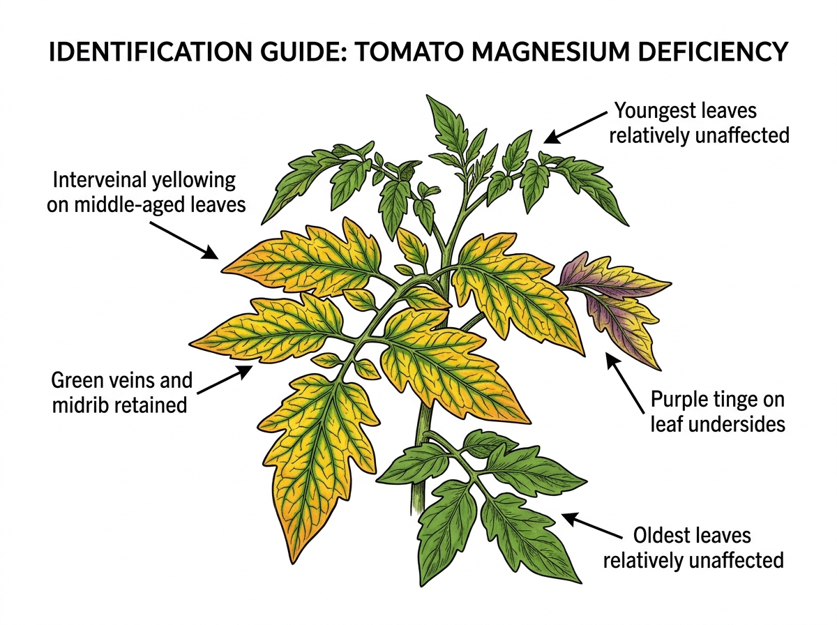 Magnesium Deficiency identification guide illustration