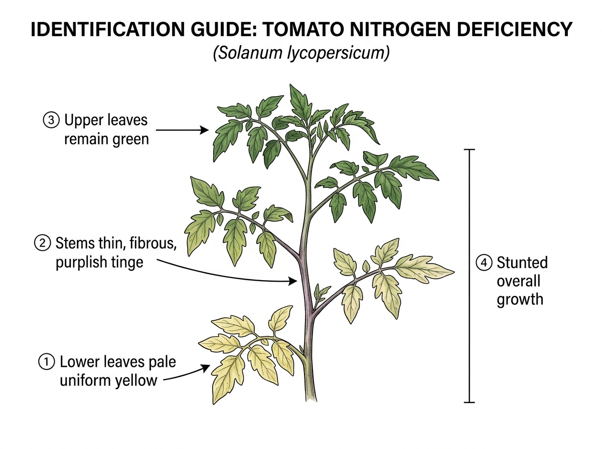 Nitrogen Deficiency identification guide illustration