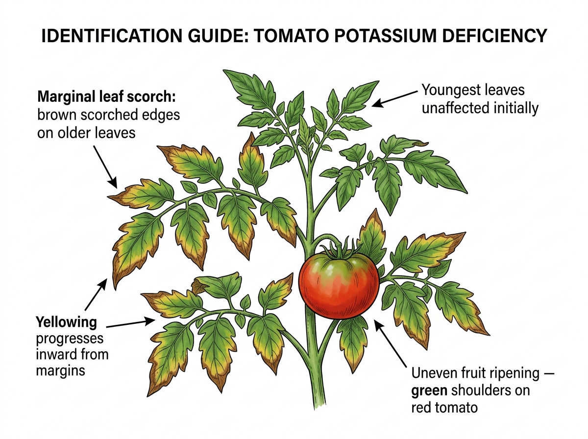 Potassium Deficiency identification guide illustration