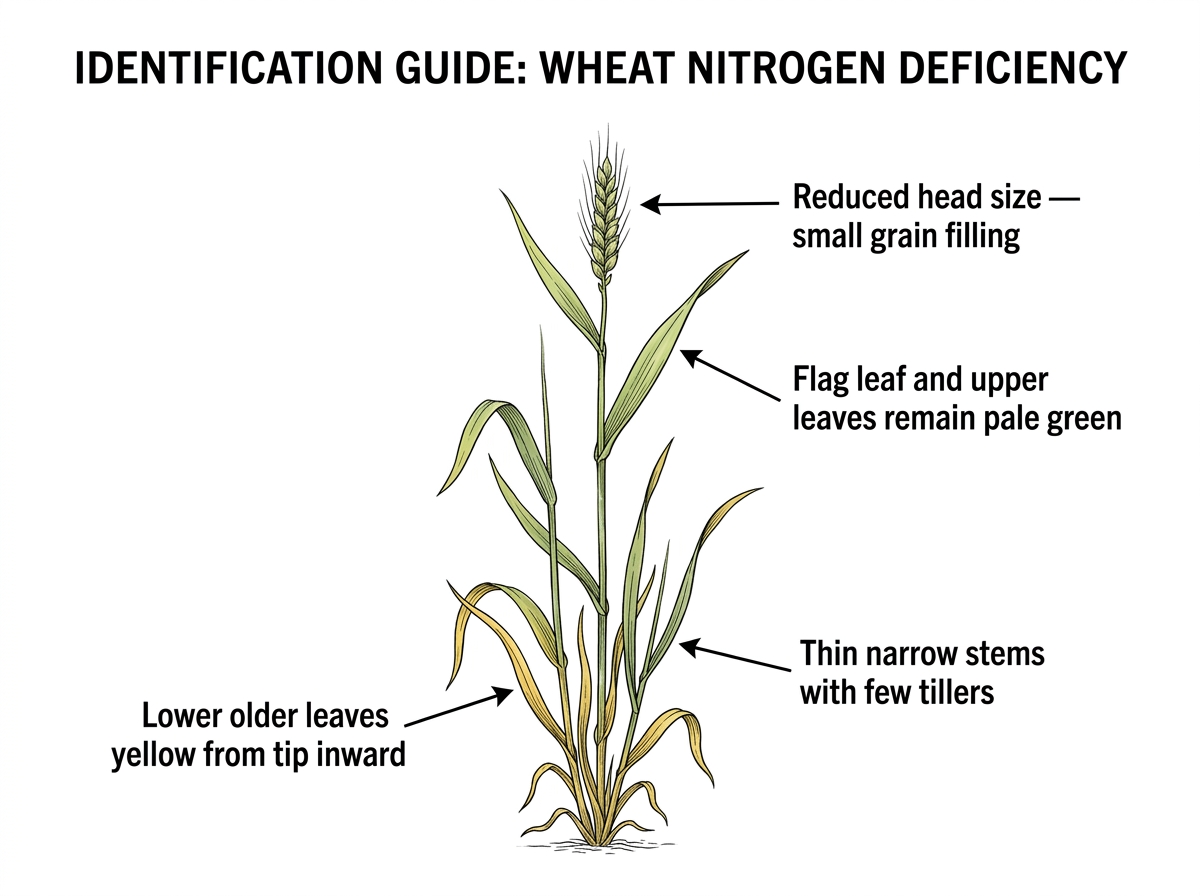 Nitrogen Deficiency identification guide illustration