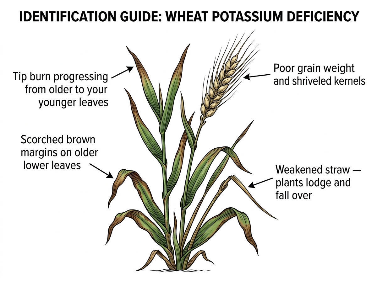 Potassium Deficiency identification guide illustration